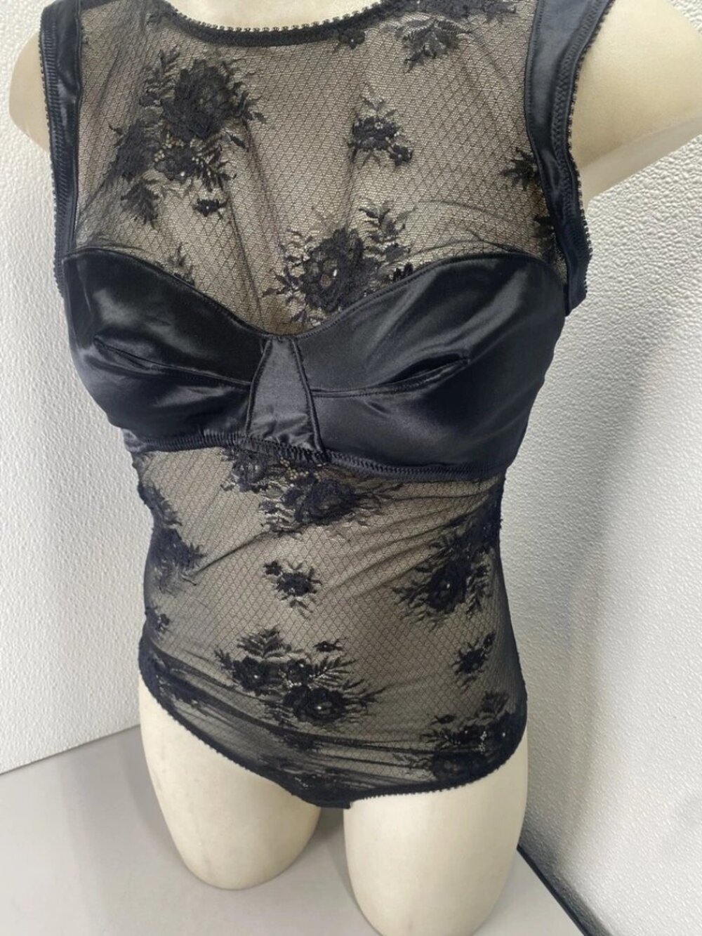 Simone Perele Womens Louise Floral Lace Bodysuit Size 4 Large Black